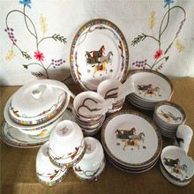 雷格 唐山骨瓷纯白陶瓷餐具 46头碗碟盘餐具 家用送礼