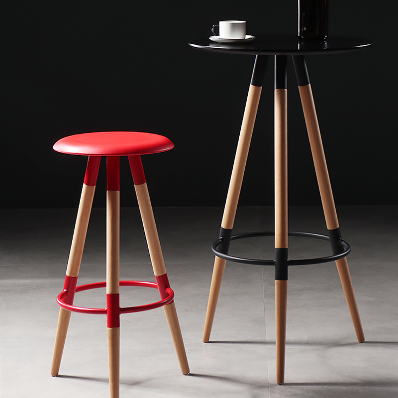 Color Bar table high-leg round table bar table and chair combination solid wood small round table exhibition milk tea coffee shop table