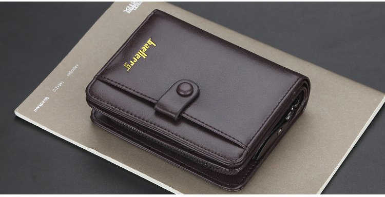 Men's Solid Color Pu Leather Zipper Buckle Wallets display picture 4