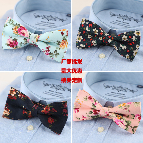Men's bow tie Korean style casual fashion floral double-layer cotton bow tie cross-border supply Shengzhou manufacturer