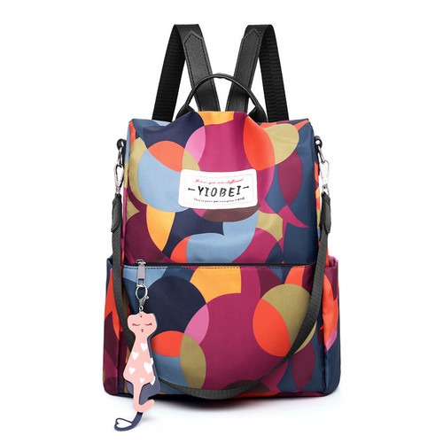 Trendy Double Shoulder Bag for Women - 2020 New Model Anti-Theft Outdoor Leisure Travel Bag with Cross-Border Printed Oxford Cloth School Bag
