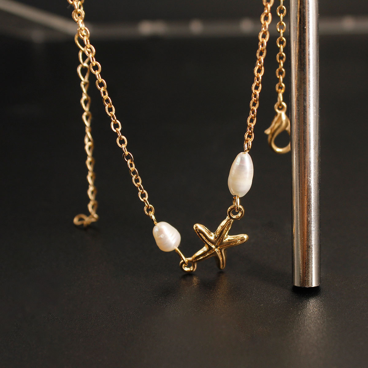 Fashion Star Alloy Plating Artificial Pearls Anklet