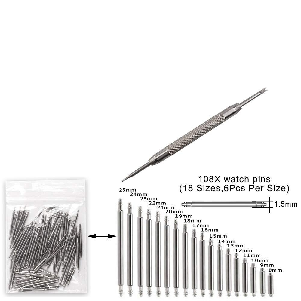 钟表工具109pc手表表轴生耳 8-25MM表轴+生耳叉 109件套手表配件