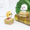 Baking cake decoration decoration new beautiful box shakes his head solid dog gold hair teddy cake ornament accessories