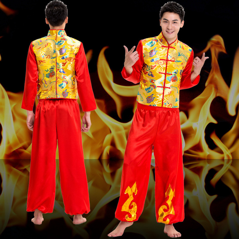 元旦成人喜庆古典舞秧歌服中国风民族舞蹈舞龙舞狮腰鼓队打鼓服装-阿里巴巴