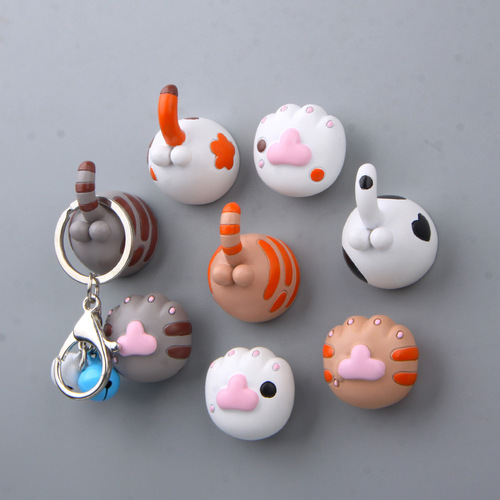 Cute Japanese chubby cat with sensitive cat butthole, thick meaty cat paws, 3D magnetic refrigerator sticker, magnetic magnet sticker