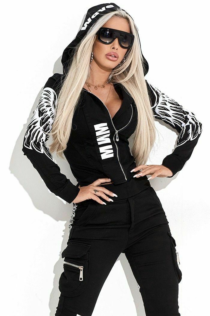 Wings Printed Zipper Hoodie Suit NSMUZ53716