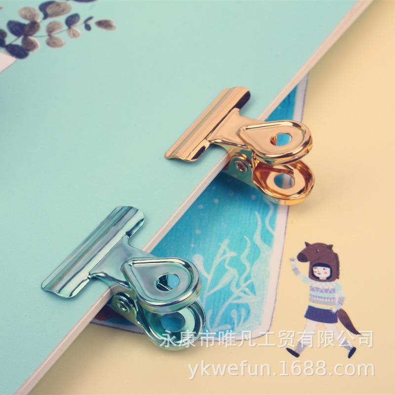 2019爆款不锈钢山形夹财务夹子20MM圆头夹子水滴文具夹|ms