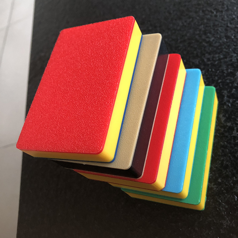 防滑桔纹面聚乙烯双色塑料皮纹板 耐磨三层皮纹平面夹心双色板材