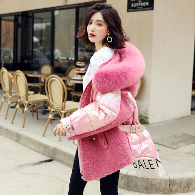 2019新款時尚顆粒絨真狐狸毛領羽絨服外套1969