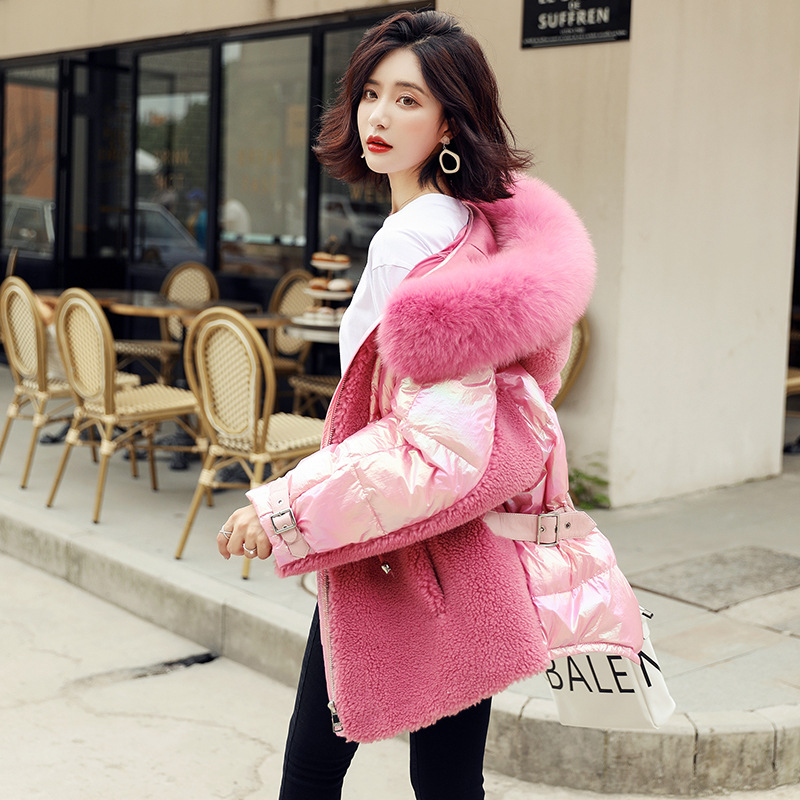 2019新款時尚顆粒絨真狐狸毛領羽絨服外套1969