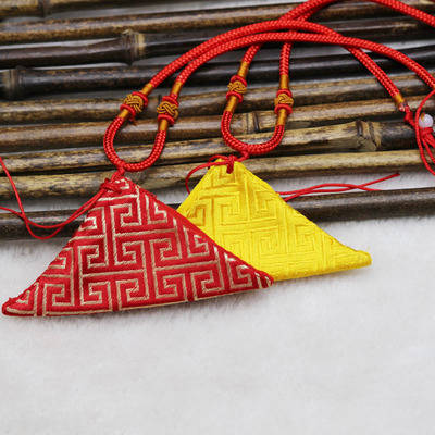 俏手坊平安符香囊宝宝装胎毛发锦缎护身符手工diy三角形锦囊空袋|ms