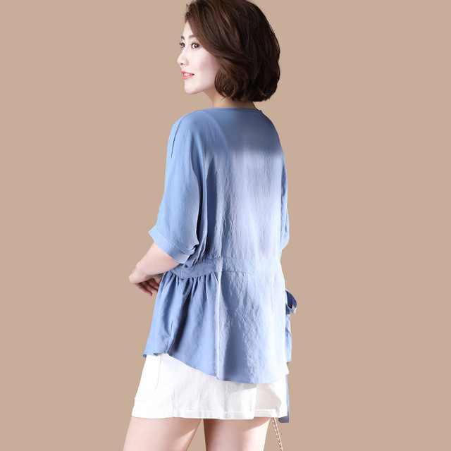 Blue T-shirt Short Sleeve Simple Fashion Summer Dress