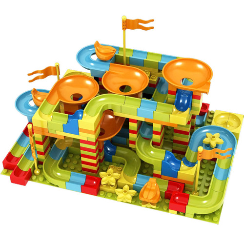 Cross-border e-commerce compatible LEGO large particle block toy brain-training assembly marble ball slide 101PCS