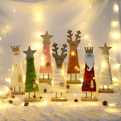 ins Wool Felt woodiness christmas tree desktop arrangement Decoration decorate Santa Claus Doll children Christmas gift