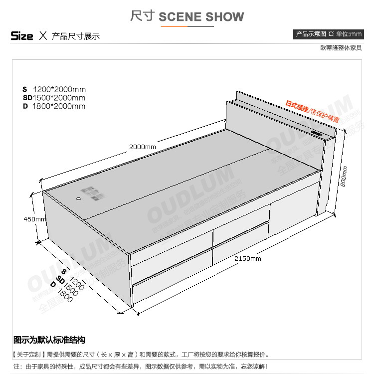 日式现代简约榻榻米板式床小户型储物床抽屉床1.2M高箱床R616-阿里巴巴