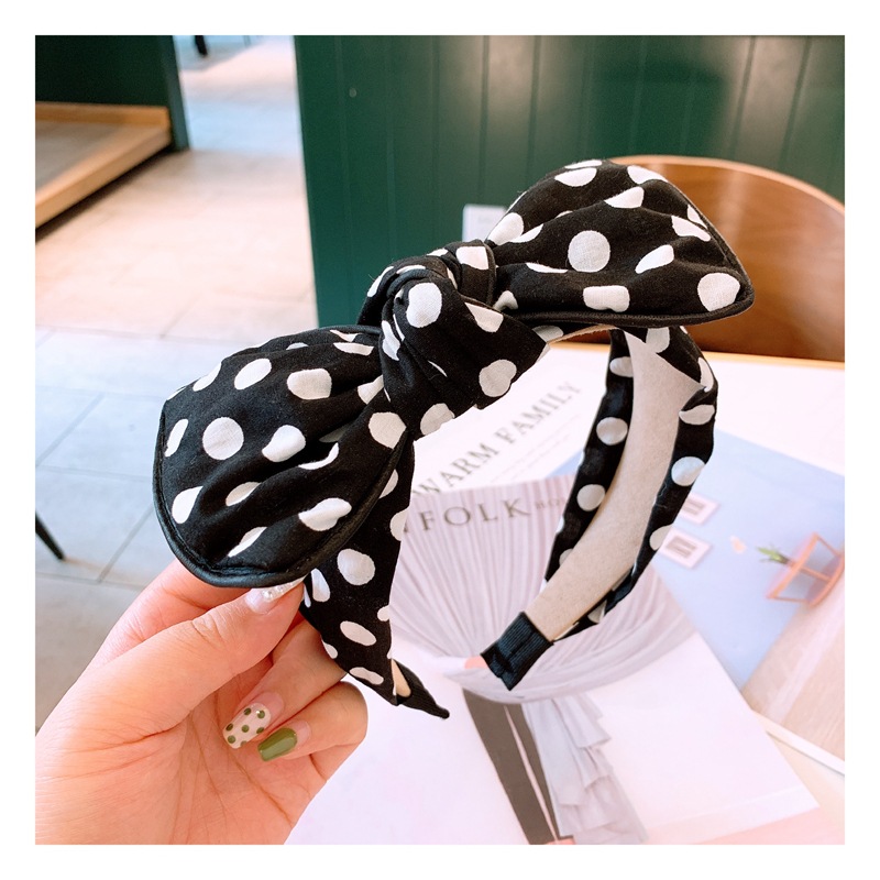 New Fashion  Bowknot Cotton Cloth Dot Lattice Hairband Wholesale Nihaojewelry display picture 8