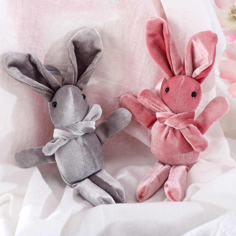 韩国绒许愿兔公仔 永生花束兔子长脚兔钥匙扣许愿兔公仔 包包挂件