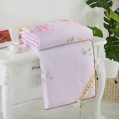 手工订花仿丝绸桑蚕丝被子被芯秋冬单双人夏凉被褥公司礼品被会销