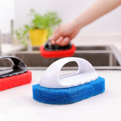 New handle-equipped cleaning sponge hard-bottom cleaning brush, multifunctional bathtub brush sponge pot scrub brush, factory direct supply