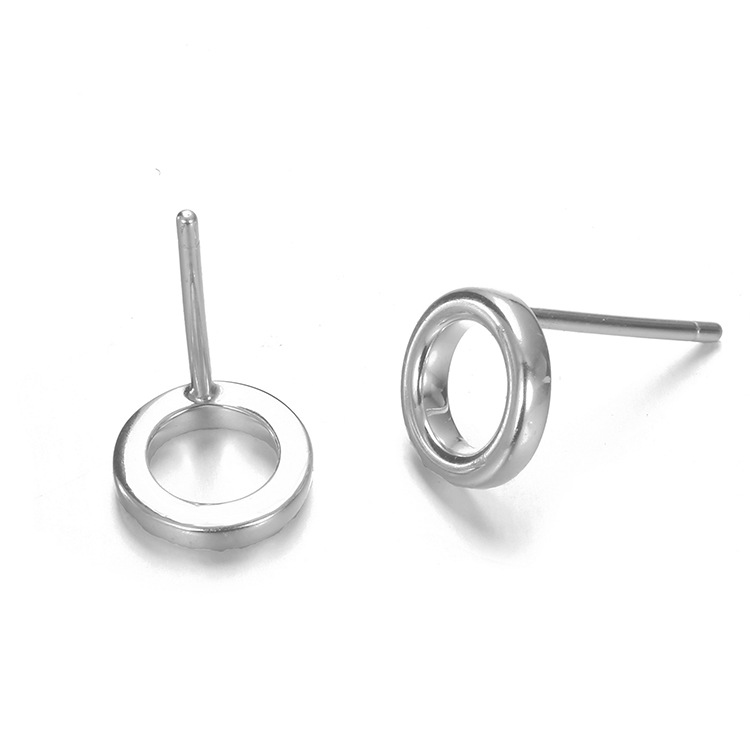 Hot-saling Simple Stainless Steel Hollow Geometric Round Women's 316l Earrings display picture 5