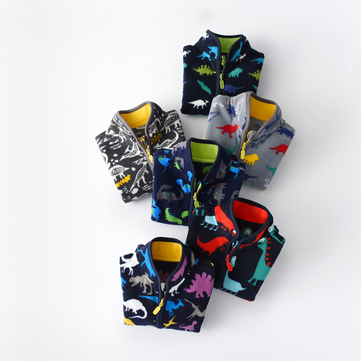 Spring new pattern Boy Children Cartoon dinosaur leisure time keep warm Fleece coat On behalf of WY1439