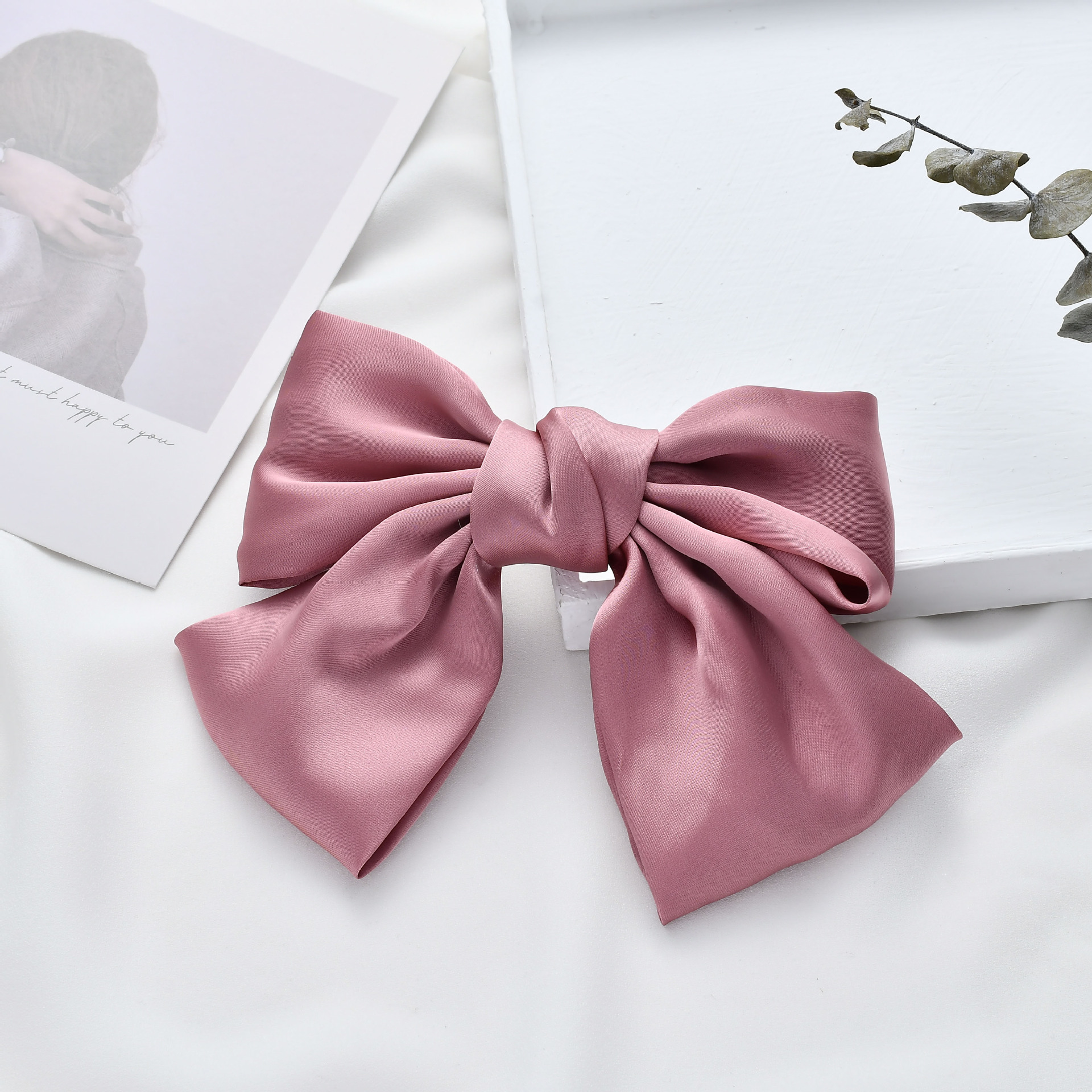 Silk Double Satin Oversized Bow Hair Clip Top Clip Hair Accessories Fabric Cheap Spring Clip display picture 10