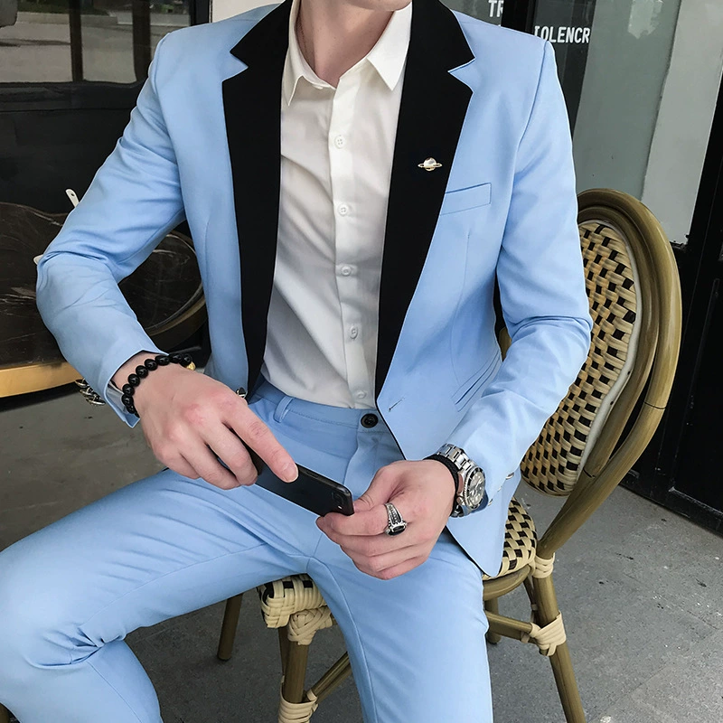 Костюм, пиджак, набор, с длинным рукавом, slim fit, корейский стиль