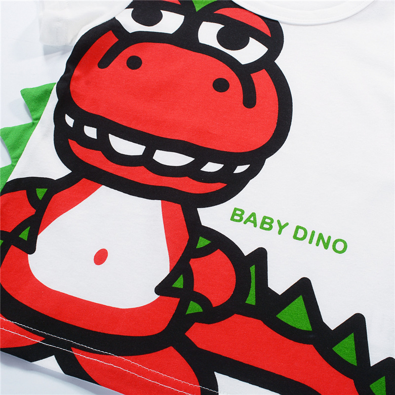 2024 ropa para niños al por mayor estilo coreano verano niños dinosaurio media manga verano Camiseta de manga corta Camiseta superior entrega