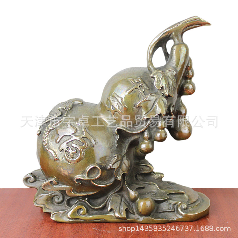 宇卓铜器 纯铜葫芦黄铜葫芦蝙蝠葫芦铜葫芦工艺品摆件