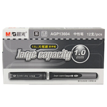 Brand AGP13604 Large Stroke Gel Pen Business Pen Pen Pen 1.0mm Black 12 Pack
