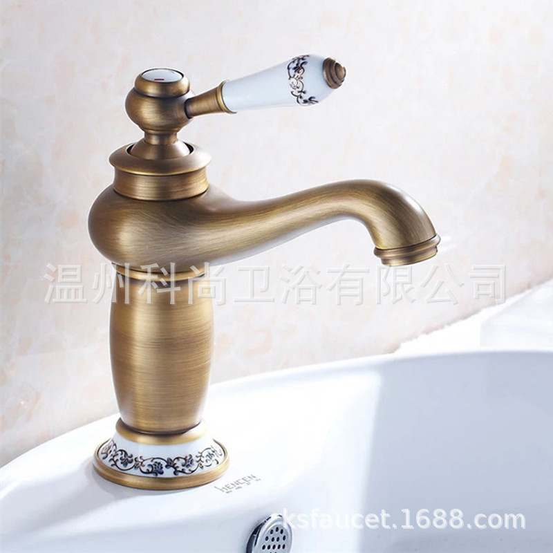 Factory wholesale antique European hot and cold faucet wash basin bathroom faucet cross-border Amazon foreign trade
