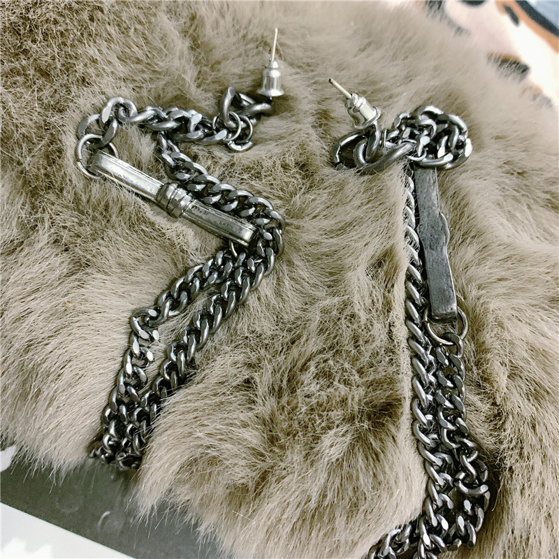 Black Extra Long Chain Tassel Double Bow Earring S925 Silver Earrings display picture 4