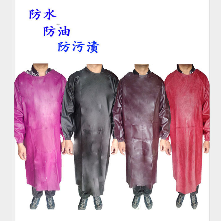 waterproof antifouling men and women adult PU Burqa wear inside-out Long sleeve apron Leatherwear thickening enlarge Burqa coverall