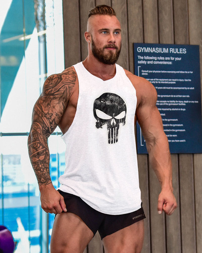 Muscle Fitness Backless vest for men Leisure Loose Weightlifting Training Sports clothes Basketball Tank top Sleeveless T-shirt