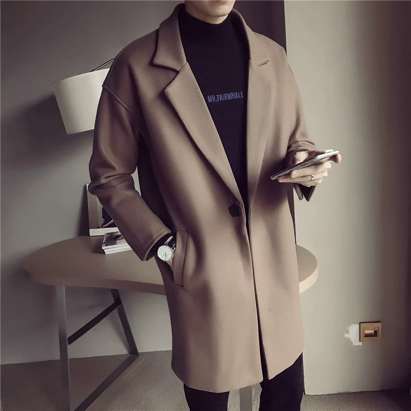 Деми-сезонное длинное trench coat, цветное шерстяное пальто, 2019 год, оверсайз, корейский стиль, плюс размер