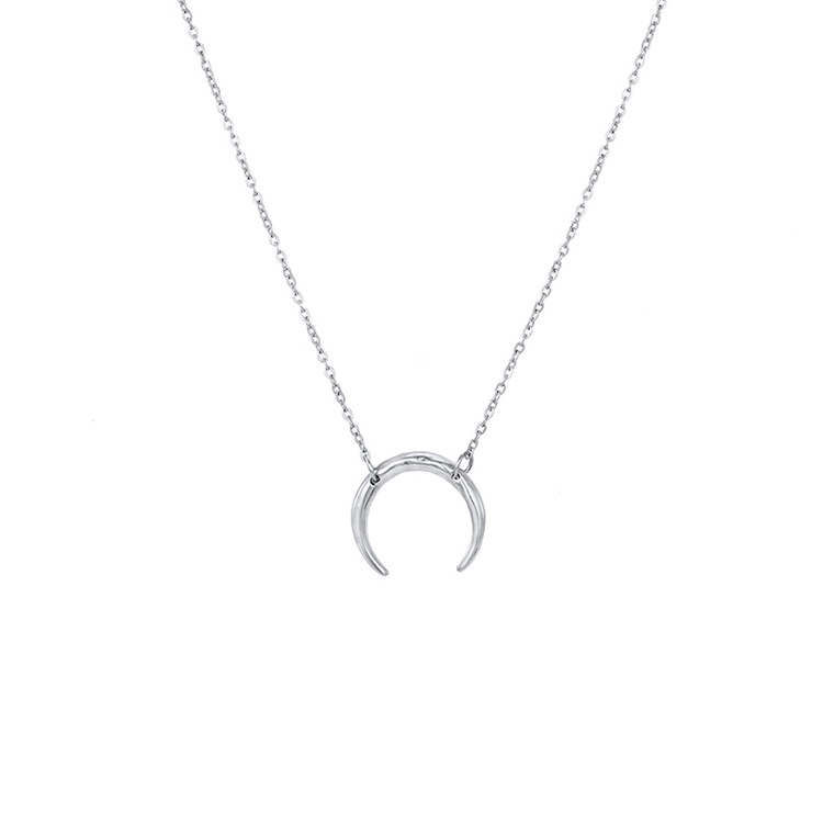 Stainless Steel Fashion Plating Moon No Inlay Necklace display picture 5