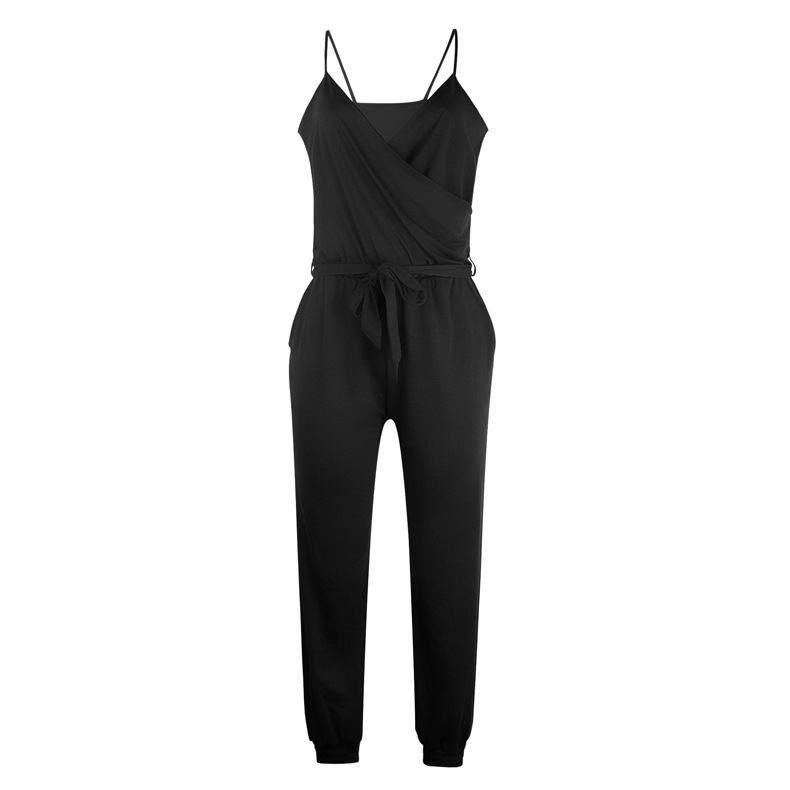 solid color sling belt jumpsuit  NSZH28717