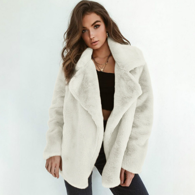 New Foreign Trade Imitation Rabbit Fur Outwear Suit Collar Fashionable Short Women's Warm Top Manufacturer