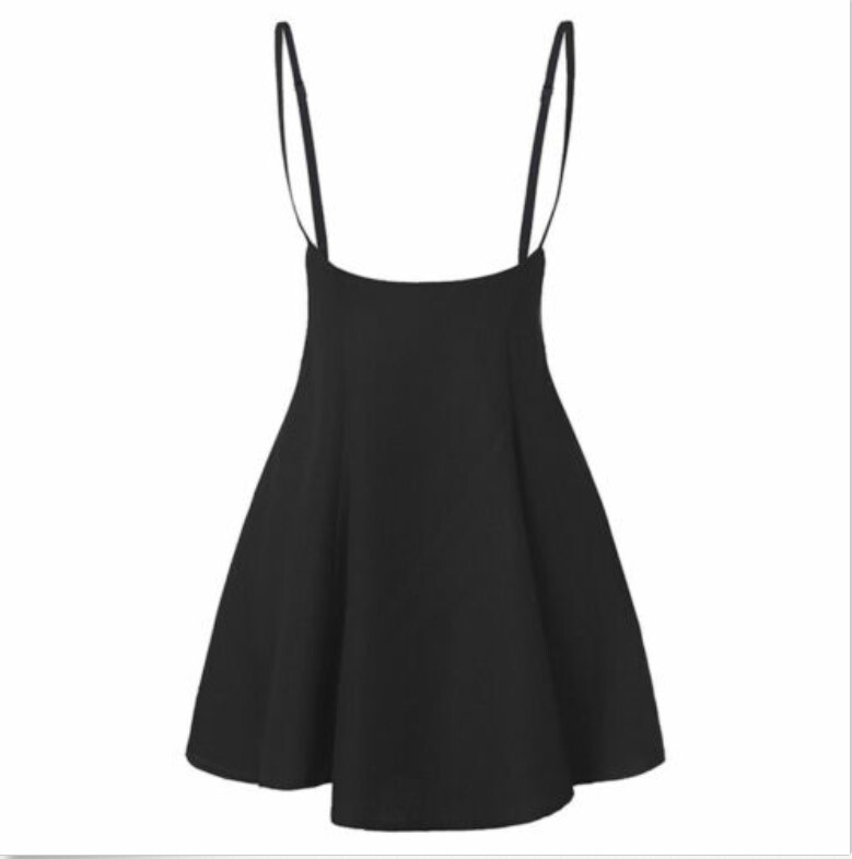 2019 Strap Mini Skirt Stretch High Waist Skate Skirt Flared Pleated dress