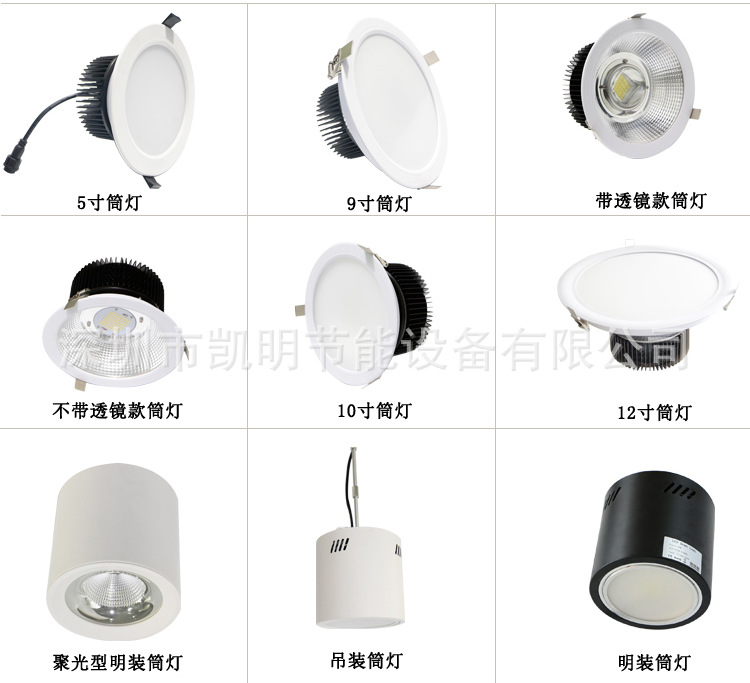 100WLED圆形嵌入式灯60W 150W筒灯学术报告演播厅LED灯开孔240mm-阿里巴巴