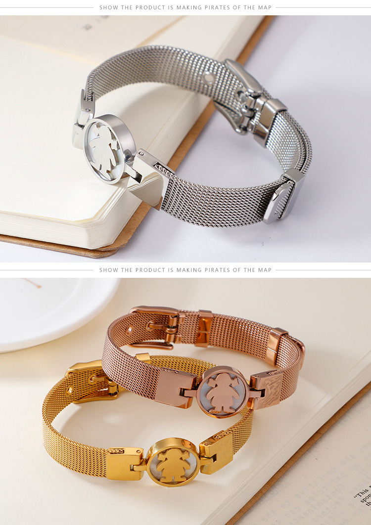 Cartoon Character Pattern Stainless Steel Korean Style Little Girl Shape Mesh Strap Bracelet Wholesale Jewelry Nihaojewelry