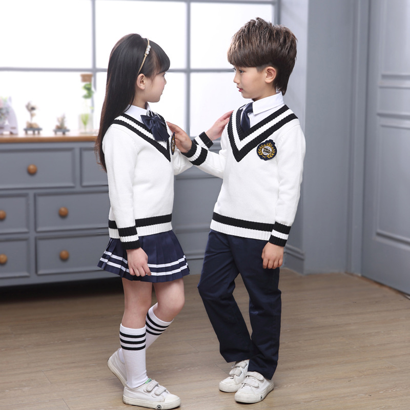 中小学生班服英伦学院风春秋冬季男女童装毛衣校服套装幼儿园园服|ms