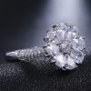 Fashionable accessory, sophisticated zirconium, ring with stone, universal jewelry, flowered, European style