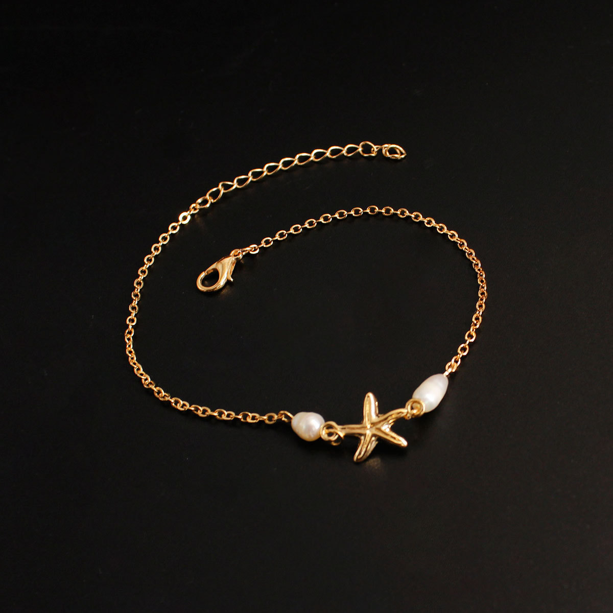 Fashion Star Alloy Plating Artificial Pearls Anklet