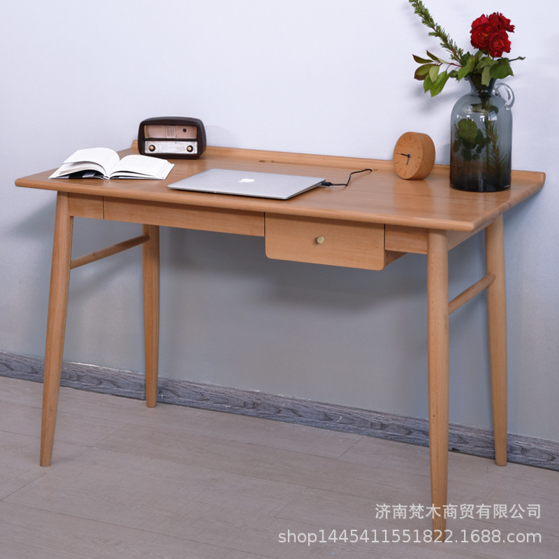 批发定制 简约写字台儿童书房家具纯实木学生书桌 家用榉木电脑桌|ru