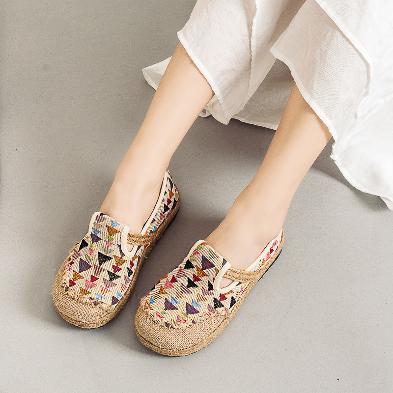 批发春季新款老北京布鞋 原创缝线草编麻鞋女 文艺学生帆布鞋代销|ms