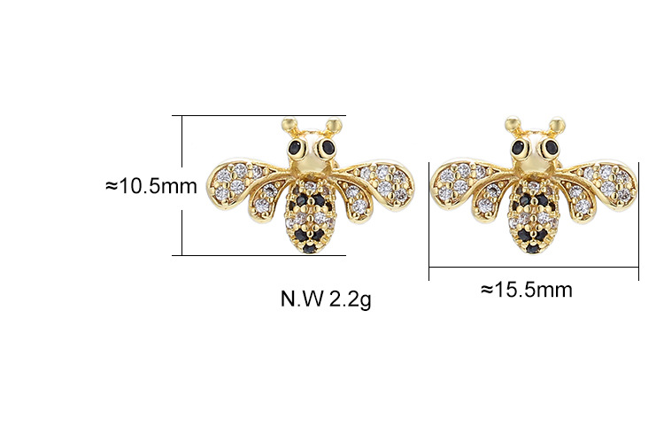 Fashion Little Bee Zircon Earrings Wholesale display picture 1