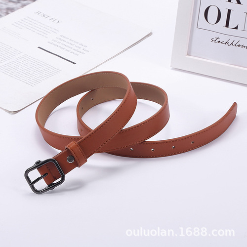 Korean style belt women's thin belt women's pin buckle PU casual decoration student retro thin trouser belt manufacturer wholesale