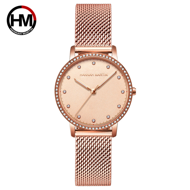 Foreign trade simple steel mesh belt quartz ladies watch Hannah Martin